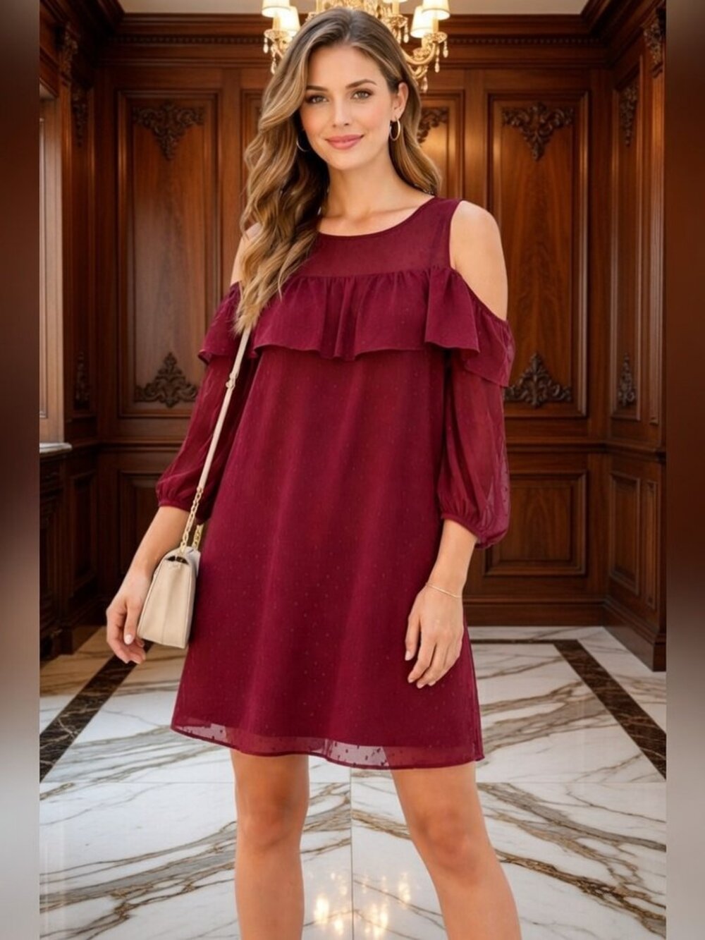 Cold shoulder shift dress